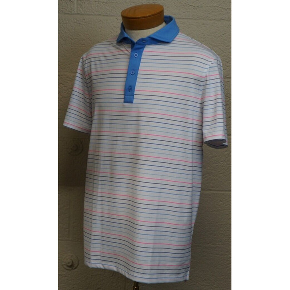 G/Fore Men's Multi Stripe Tech Jersey Polo Size Large - Picture 1 of 11